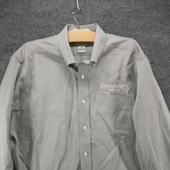 L.L. Bean Men's Wrinkle Resistant Button-Down Shirt M Gray Continental Tire Logo - Picture 3 of 13